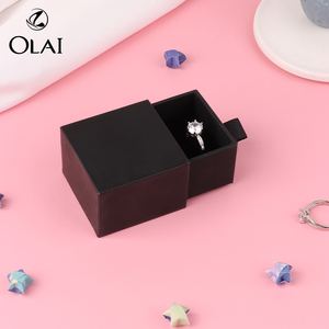 Bán buôn giấy đôi nhẫn Hộp ngăn kéo trượt màu đen mềm cảm ứng tông Quà Tặng Vòng gói đồ trang sức hộp - Product Image 2