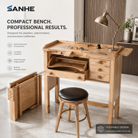 SANHE Nouvelle table de travail en bois massif avec tiroirs de rangement pratiques pour bijoux, idéale pour les bricoleurs, la maison, l'école et la menuiserie, table de défonceuse