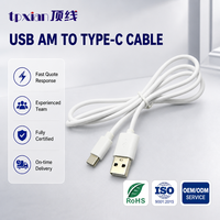 Câble USB 2.0 mâle vers Type C OEM d'usine, gaine en PVC blanc, câble de charge et de données, faisceau de câbles de longueur personnalisée