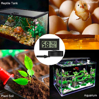 Terrario para Reptiles de Interior FY-12, Mini Termómetro Higrómetro Digital LCD Integrado con Sensor de Cable de 1 m