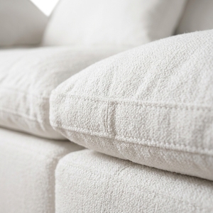 Divano Moderno in Velluto Bianco Crema, Monoposto, con Spugna ad Alta Densità, Personalizzabile, Compresso Sottovuoto per Arredamento Soggiorno - Product Image 2