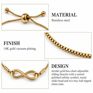 สร้อยข้อมืออินฟินิตี้สไลเดอร์ สแตนเลสสตีล ชุบทอง 14K ด้วยระบบสุญญากาศ ขนาด 22.5 มม. ลายอินฟินิตี้ น้ำหนัก 3.4 กรัม - Product Image 4