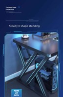 Bureau de jeu en forme de K avec éclairage LED RVB, stable, professionnel, pour club de jeu, bureau, table de jeu noire