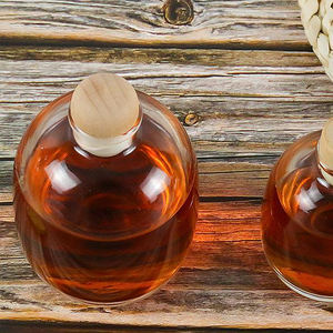 Bouteille sphérique en verre givré transparent de 500ml 16oz pour Vodka <span class=keywords><strong>Gin</strong></span> whisky avec liège en bois - Product Image 6