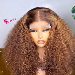 Perruques Lace Front Bob Double Drawn Jerry Curly 250% Afro Wave Blond Brun - Product Image 3