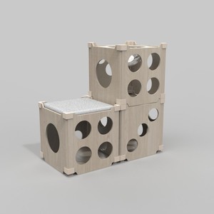 Bricolage pliable en bois intérieur grand petit <span class=keywords><strong>arbre</strong></span> à <span class=keywords><strong>chat</strong></span> <span class=keywords><strong>cube</strong></span> chambre maison pour chiens de compagnie maisons - Product Image 6