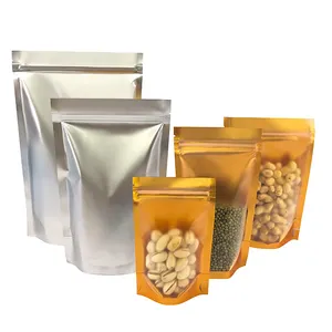 Bolsa de soporte de aluminio transparente de un lado para alimentos, bolsa de plástico con cierre hermético, embalaje de alimentos, en Stock