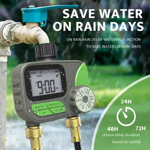 Pengontrol sprinkler irigasi taman, pengatur waktu air ganda cerdas otomatis Digital