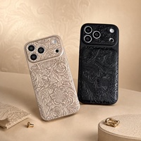 Coque de téléphone florale en similicuir, gaufrée 3D, antichoc pour iPhone