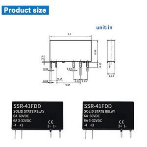 Relés de Estado Sólido SSR, Módulo de Relé Delgado de CC a CC, 3-32 VCC, 6 A, Mini Relé SSR-41FDD, Montaje en PCB, Sin Contacto, Alta Calidad - Product Image 3