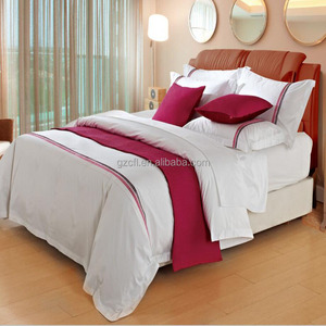 100% algodón blanco liso 4pcs ropa de cama hotel ropa de cama conjunto bordado, <span class=keywords><strong>funda</strong></span> nórdica blanca - Product Image 5