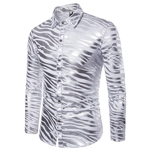 2020 di Modo dei Nuovi uomini della zebra a strisce stampa <span class=keywords><strong>camicia</strong></span> a maniche lunghe stampa a caldo degli uomini della <span class=keywords><strong>camicia</strong></span> - Product Image 3