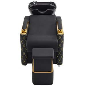 Fauteuil de lavage semi-inclinable pour salon de coiffure, lit de lavage à jet d'eau, lit de massage, design moderne, cuir, bac de lavage, spa capillaire, vente en gros pour salons de beauté - Product Image 5