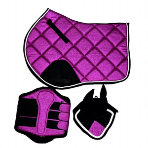 Juego de Silla de Montar Premium con Brillo para Caballo, con Botas de Salto y Orejeras Reductoras de Ruido - Product Image 1