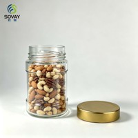 Pot en verre transparent cylindrique à double paroi de 330 ml avec col à vis pour miel, confiture, sauce chili, emballage alimentaire