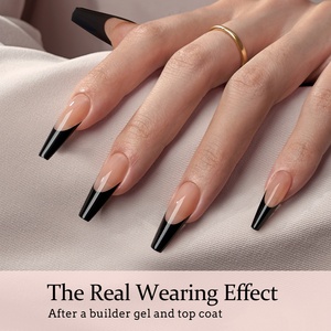 XCOATTIPS Faux Ongles Réutilisables Longs Forme Cercueil Ballerine X-Coat, Vente en Gros, French Manucure Noire, Ongles en Gel Souple à Presser - Product Image 3