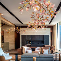 Luminaire d'art de luxe personnalisable pour hôtels restaurants lustre créatif de branche de fleur de lobby de forme ovale pour le département des ventes