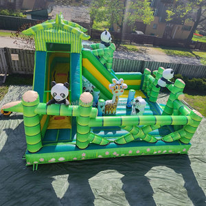 Château gonflable géant Panda World Garden pour enfants, avec toboggan et aire de jeux - Product Image 5