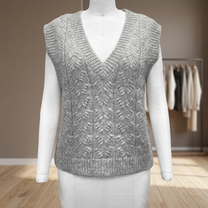 Pull en laine d'alpaga et polyester personnalisé pour femme Rose Knitting FW23, épais, respirant, anti-rides, décontracté, à manches longues, col en V, pour l'hiver - Product Image 3