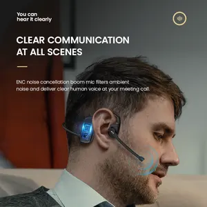 Logo Kustom Peredam Kebisingan Olahraga Stereo Gaming Tahan Air Bluetooth Headset Nirkabel Headphone Earphone dengan Mikrofon