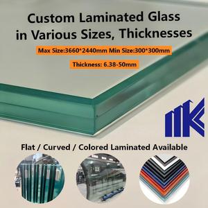 Verre de sécurité feuilleté trempé DF, verre feuilleté trempé PVB transparent sur mesure, <span class=keywords><strong>prix</strong></span> <span class=keywords><strong>au</strong></span> <span class=keywords><strong>mètre</strong></span> <span class=keywords><strong>carré</strong></span> - Product Image 1