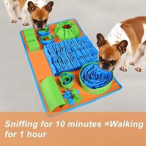 Tappetino Olfattivo per Cani in Feltro, Gioco di Addestramento Durevole e Pet-Friendly, Stile Cartone Animato, Tappetino Puzzle per Alimentazione Lenta, Uso Interno 26x15 Blu Viola Giallo - Product Image 4