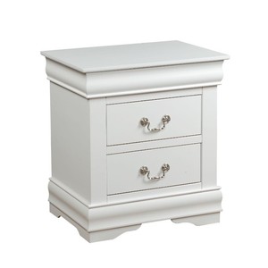 Traditional Classic White <b>2</b> <b>Drawer</b> Nightstand Wooden Bedroom Furniture - Product Image 2