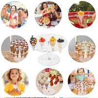 Buffet de mariage de fête acrylique clair Portable crème glacée gaufre cône Cupcake Popcorn présentoir support porte-pâtisserie