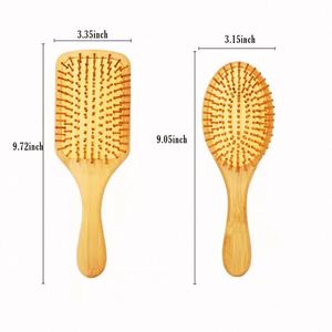 LOGO Cushion Paddle Detangling Natural Bristle Bamboo Hair Scalp Massager <b>Brush</b> & Comb - Product Image 2