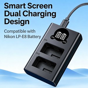 Cargador de Batería para Cámara UGREEN LP-E8 de Doble Ranura para Canon EOS 600D 700D 550D 650D X7i X6 X4 T2i T3i T5i con Cable USB-C - Product Image 3