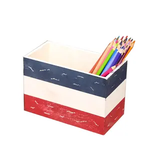 FSC BSCI Certified Handmade Colorful Wooden Pencil Box Hot Selling Personalized Rectangle Box Kids Pencils Other Office Supplies