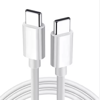 Câble de charge rapide USB Type-C vers Type-C PD 60W 1M pour appareils intelligents, appareils photo et ordinateurs - Matériau PVC Blanc