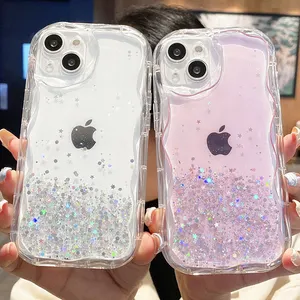 TPU silicon long lanh lấp lánh trường hợp bìa cho Iphone 11 12 13 XS Max, cho iPhone 14 dropshipping trường hợp điện thoại sóng