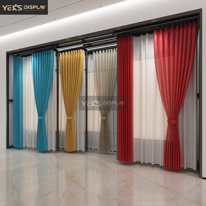 Yeks Tùy Chỉnh Hiện Đại Kim Loại Nhúng Treo Hình Nền Rèm Hiển Thị Đứng Kệ Cho Showroom Phòng Triển Lãm Giải Pháp - Product Image 3