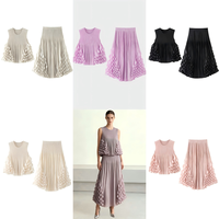 Ensemble plissé Miyake 2 pièces de haute qualité pour femme – Tenue élégante et minimaliste (haut et jupe) – Fournisseur en gros OEM ODM