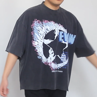 Vente en gros de t-shirt délavé à l'acide pour hommes, logo à motif personnalisé, t-shirt vintage en coton délavé lourd pour hommes
