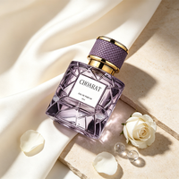 Nouvelle Bouteille de Parfum Vide de Luxe Personnalisée 100ml 50ml, Flacon Vaporisateur Rond Facetté en Verre Transparent avec Bouchon et Col Doré