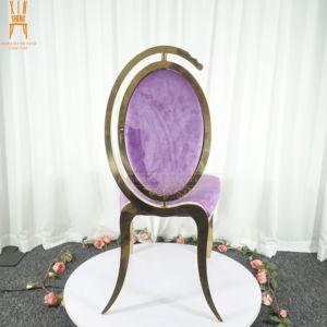 Silla de Acero Inoxidable con Marco Dorado y Terciopelo Morado <span class=keywords><strong>para</strong></span> Bodas, Eventos y <span class=keywords><strong>Fiestas</strong></span> en Hoteles, Venta al Por Mayor - Product Image 2
