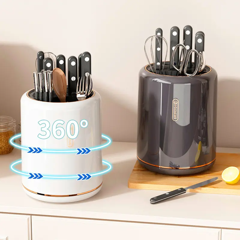 Bán buôn sáng tạo Countertop bát đũa PP Organizer Kệ KICHEN nhựa xoay Knife chủ