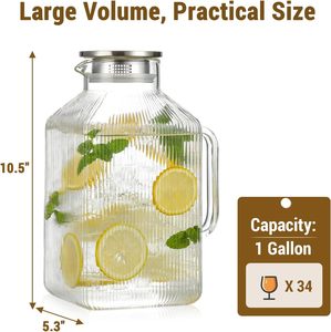 <span class=keywords><strong>Carafe</strong></span> <span class=keywords><strong>en</strong></span> <span class=keywords><strong>verre</strong></span> borosilicate côtelé extra large pour boissons chaudes et froides, pichet carré <span class=keywords><strong>en</strong></span> <span class=keywords><strong>verre</strong></span> épaissi <span class=keywords><strong>avec</strong></span> <span class=keywords><strong>couvercle</strong></span> et poignée - Product Image 2