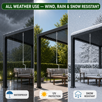 Pergola bioclimatique à toit réglable en aluminium thermolaqué avec manivelle manuelle, pergola de jardin moderne, supports de pergola pour extérieur
