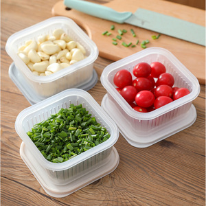 Food <b>Storage</b> Box Square With Lid For Vegetables And Fruits <b>Kitchen</b> Use White Beige Gray - Product Image 4