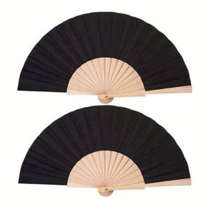 Éventail pliant en lin de 23 cm, décoration artisanale, cadeau, en bois, pour hommes, femmes et filles - Product Image 2