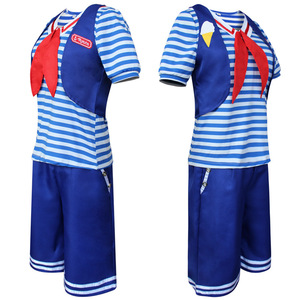 Fale Animation Stranger Things – ensemble de costumes de cosplay pour hommes et femmes, tenue de marin à rayures bleues avec chapeau, saison 4 - Product Image 3