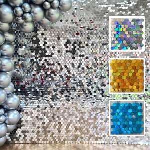 Tablero de Lentejuelas Hexagonales Coloridas y Deslumbrantes con Movimiento de Viento para Decoración de Paredes de Flores en Bodas, Fiestas de Cumpleaños y Celebraciones - Product Image 2