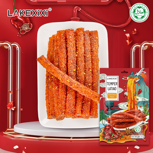 Collations aux céréales à saveur super épicée Halal Latio Collation chinoise Bandes épicées Collation alimentaire végétalienne 92g Gluten exotique Temper Latiao - Product Image 2