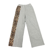 Ensemble de survêtement deux pièces pour homme 2026, 420g, imprimé léopard, avec sweat à capuche court zippé et pantalon de survêtement large, blocs de couleur à trois bandes
