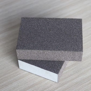 Éponge de haute qualité, bloc d'éponge à poncer 4 faces, grain 100 180 220, mousse souple avec oxyde d'aluminium, adapté au bois et à la peinture - Product Image 1
