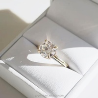 Bague en moissanite ronde au design classique, or massif 18 carats, bagues pour femmes, moissanite diamant 2 carats/4 carats pour bague de fiançailles de mariage