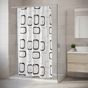 Tenda da doccia in poliestere antibatterico e antimuffa MSV in bianco, 180 x 200 cm - Product Image 3